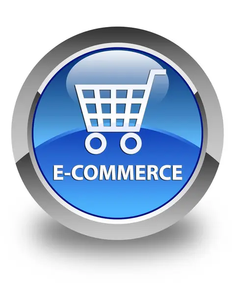 E-commerce botão redondo azul brilhante — Fotografia de Stock