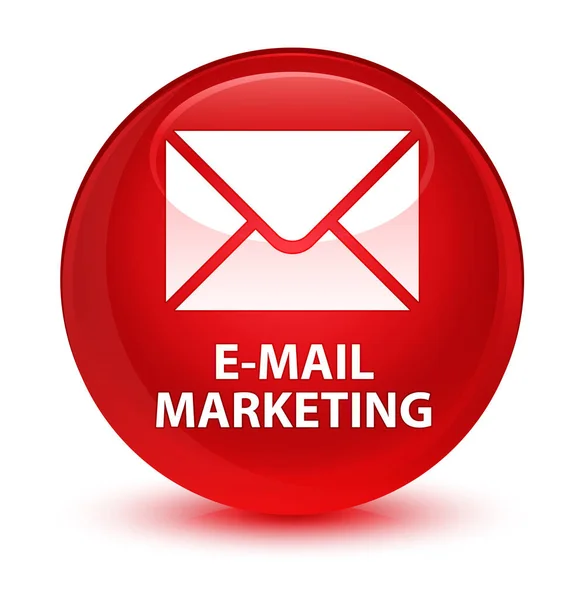 E-mail marketing vetro rosso pulsante rotondo — Foto Stock