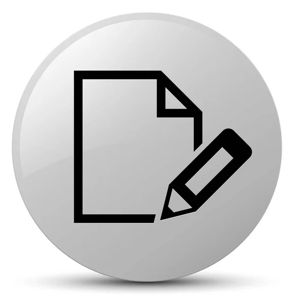 Modifica l'icona del documento pulsante rotondo bianco — Foto Stock