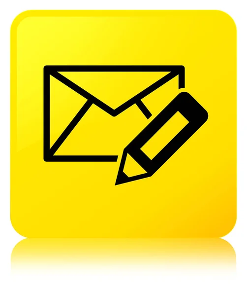 Editar ícone de e-mail amarelo botão quadrado — Fotografia de Stock