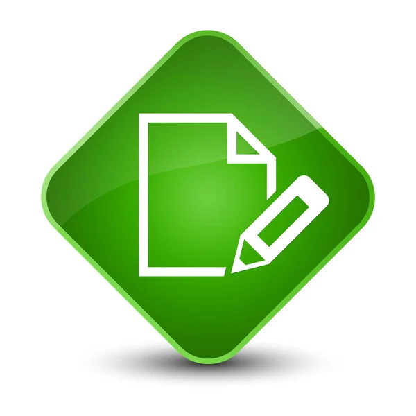Editar documento ícone elegante botão diamante verde — Fotografia de Stock