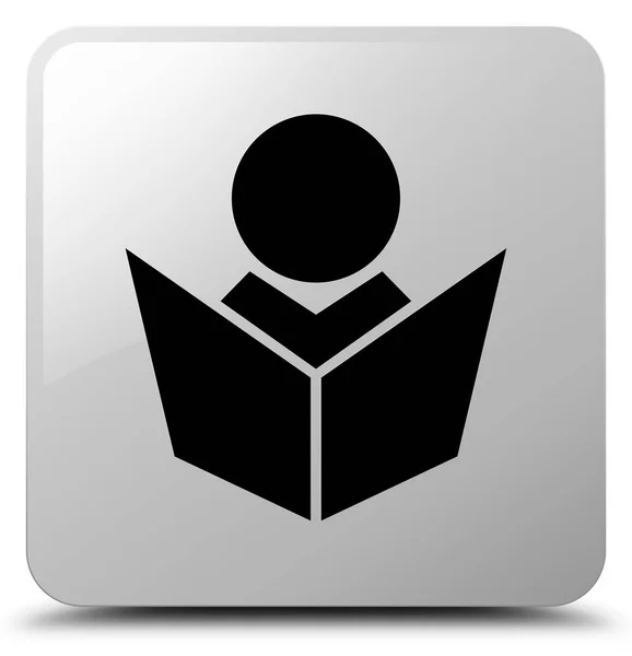 Elearning icon white square button — Stock Photo, Image