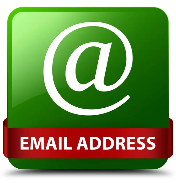 Адрес электронной почты зеленая квадратная кнопка красная лента в середине — стоковое фото