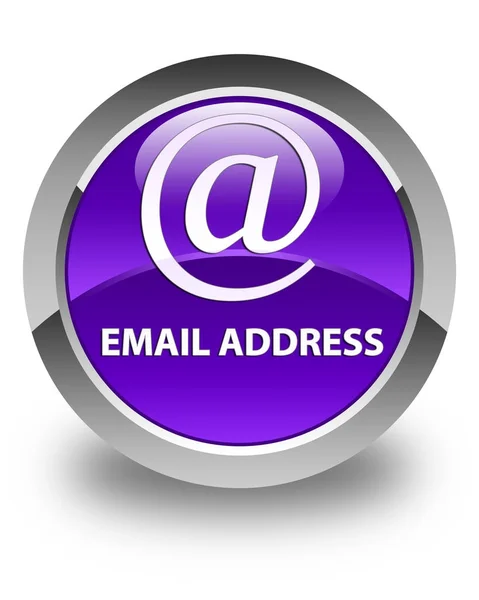 E-mail adres błyszczący fioletowy okrągły przycisk — Zdjęcie stockowe
