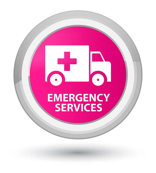 Záchranné služby prvotřídní růžové kulaté tlačítko — Stock fotografie