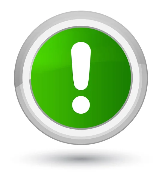 Icono signo de exclamación primer botón redondo verde —  Fotos de Stock