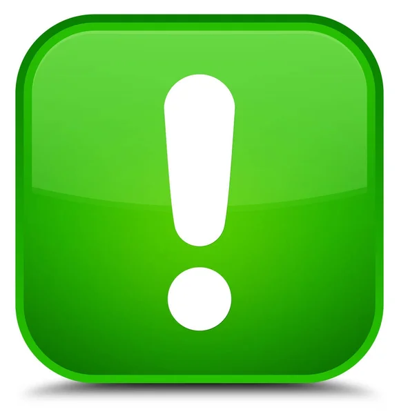 Ünlem işareti simgesi özel yeşil kare düğme — Stok fotoğraf