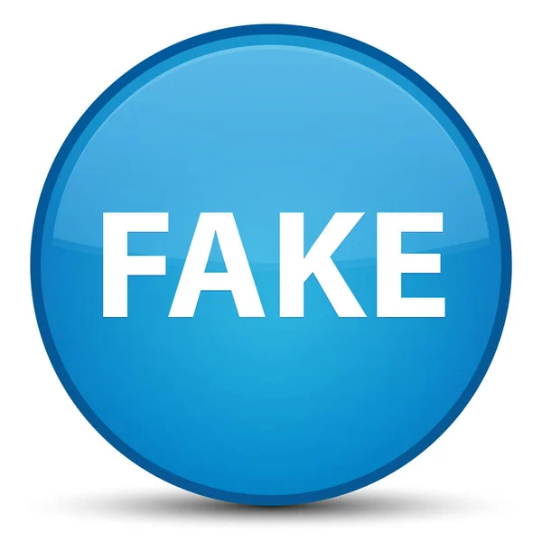 Fake särskilda cyan blå runda knappen — Stockfoto