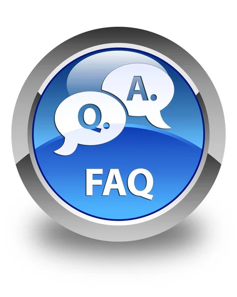 FAQ (fråga svar bubbla ikon) glänsande blå runda knappen — Stockfoto