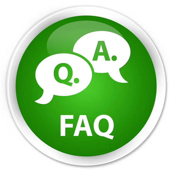 FAQ (fråga svar bubbla ikon) premium gröna runda knappen — Stockfoto