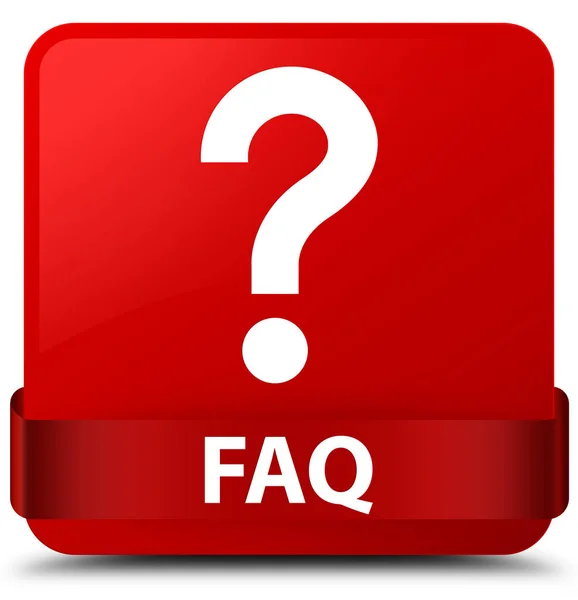 Faq (question icon) red square button red ribbon in middle — Stock Photo, Image