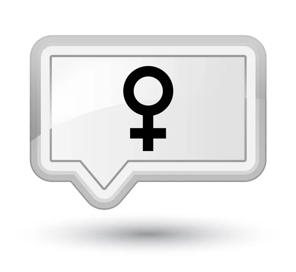 Ícone de sinal feminino botão de banner branco primo — Fotografia de Stock