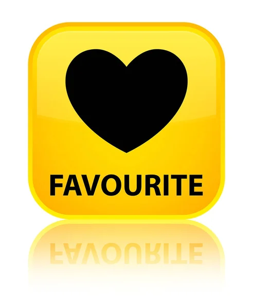 Favourite (heart icon) special yellow square button — Stock Photo, Image