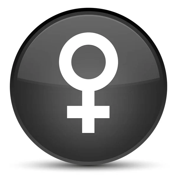Ícone de sinal feminino botão redondo preto especial — Fotografia de Stock