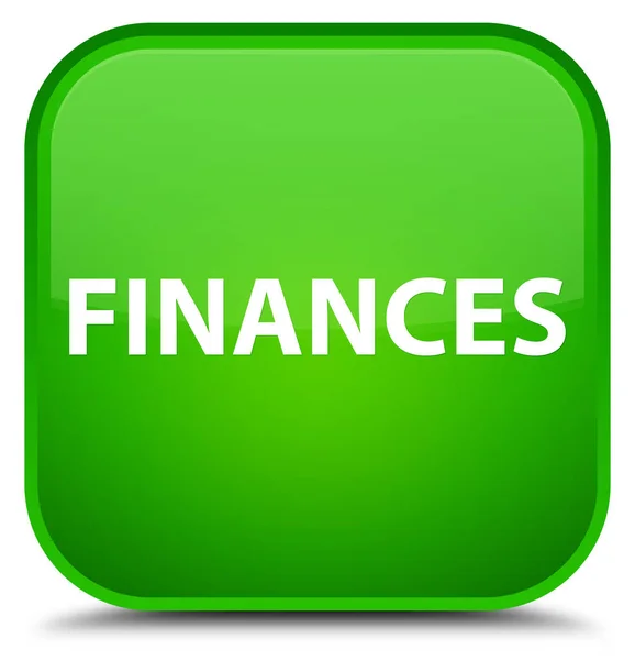 Speciální zelené čtvercové tlačítko finance — Stock fotografie