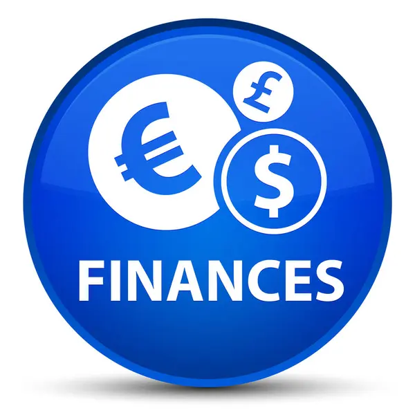 Фінанси (еро знак) спеціальна синя кругла кнопка — стокове фото