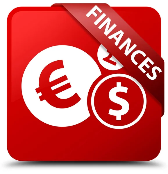 Finanse (znak euro) plac czerwony przycisk czerwoną wstążką w rogu — Zdjęcie stockowe