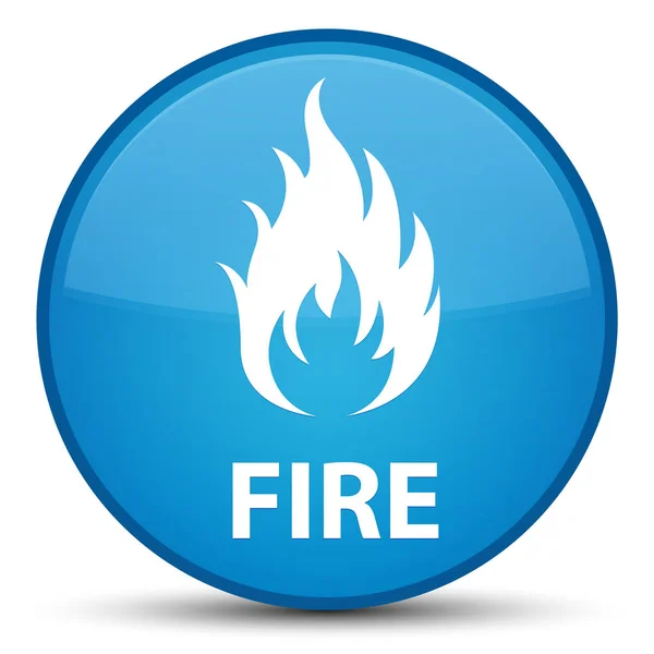 Fire special cyan blue round button — Stock Photo, Image