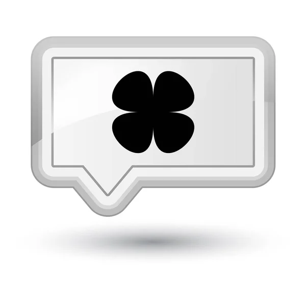 Flower leaf icon prime white banner button — Stock Photo, Image