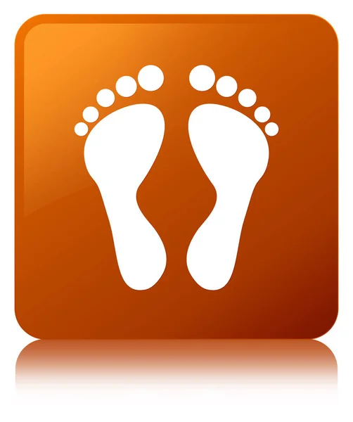 Fußabdruck-Symbol brauner quadratischer Knopf — Stockfoto