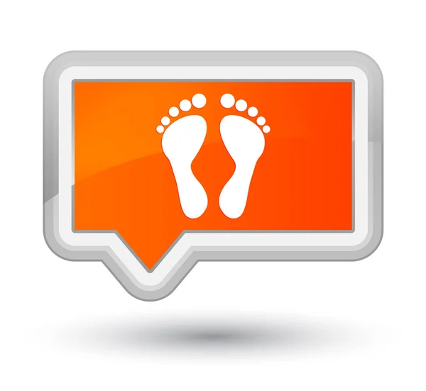 Ícone de pegada botão de banner laranja prime — Fotografia de Stock
