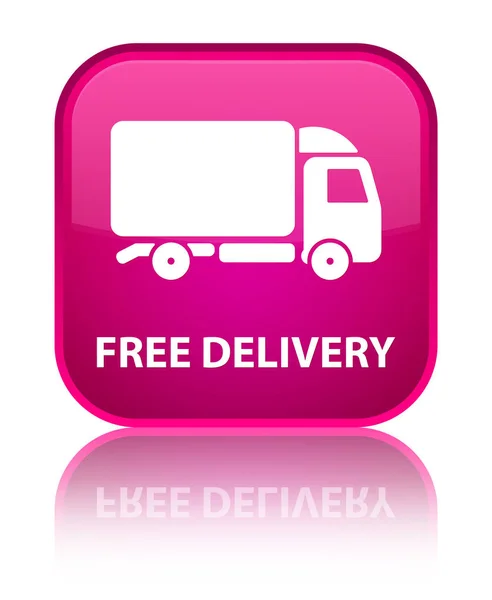 Free delivery special pink square button — Stock Photo, Image