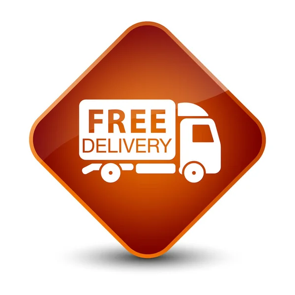 Free delivery truck icon elegant brown diamond button — Stock Photo, Image