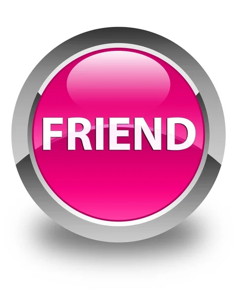 Friend glossy pink round button — Stock Photo, Image