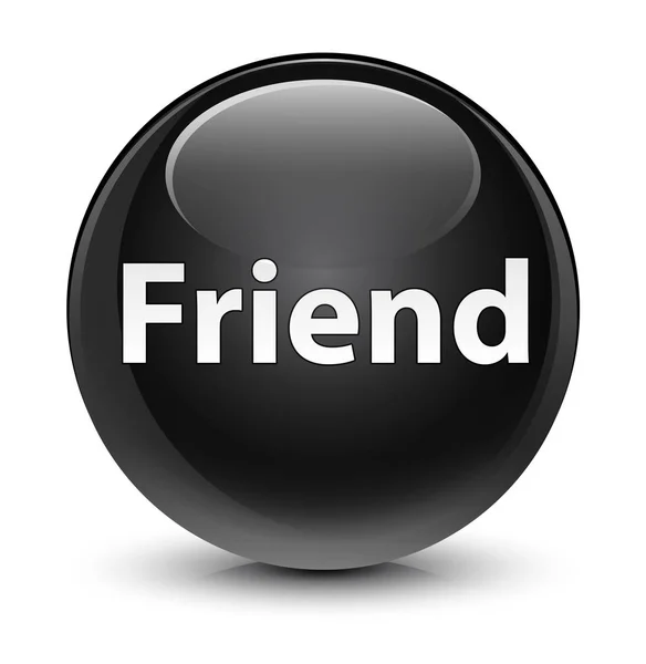 Friend glassy black round button — Stock Photo, Image