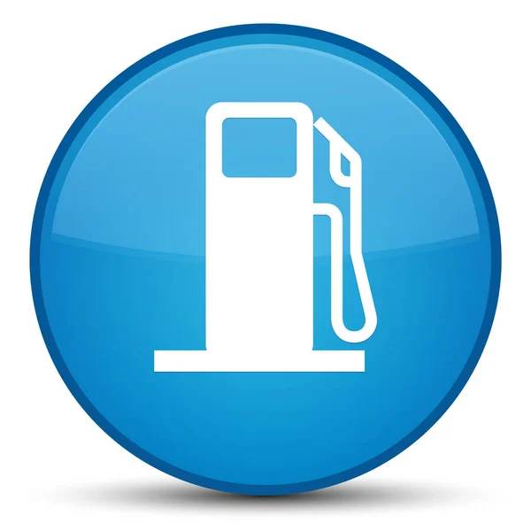 Icône distributeur de carburant bouton rond bleu cyan spécial — Photo