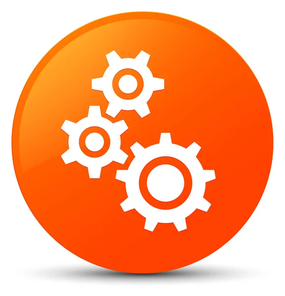 Gears icon orange round button — Stock Photo, Image