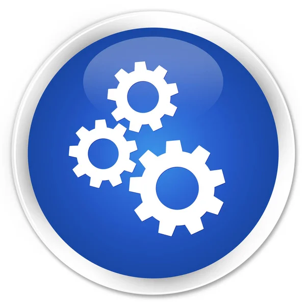 Engranajes icono premium botón redondo azul — Foto de Stock