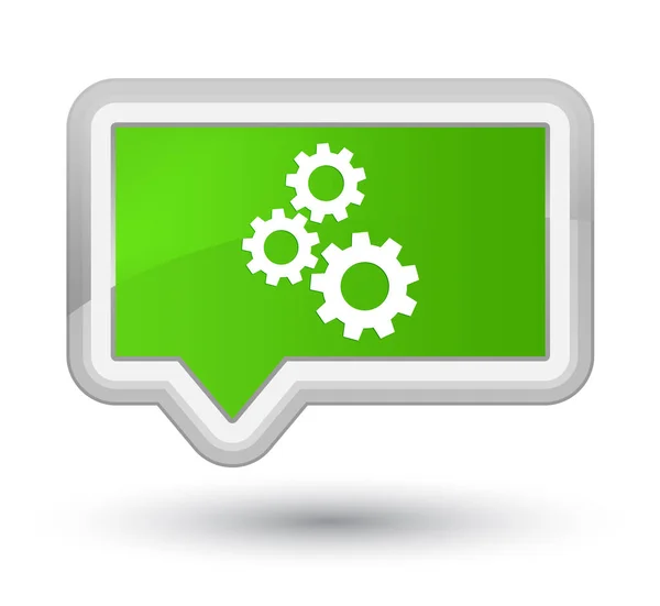 Gears icon prime soft green banner button — Stock Photo, Image