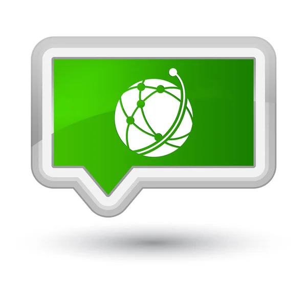 Icono de red global botón de banner verde primo —  Fotos de Stock