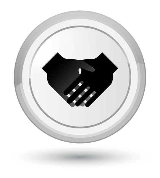Піктограма рукостискання простої білої круглої кнопки — стокове фото