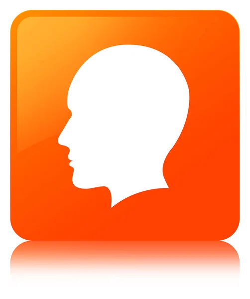 Cabeça homens rosto ícone laranja botão quadrado — Fotografia de Stock