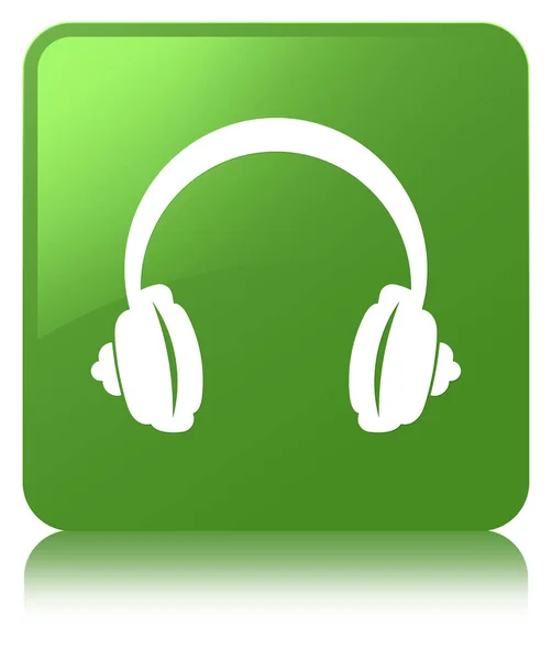Ikonu měkký zelený čtvercové tlačítko sluchátka — Stock fotografie