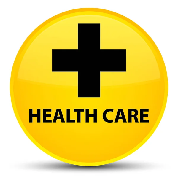 Health care (plus sign) special yellow round button — Stock Photo, Image