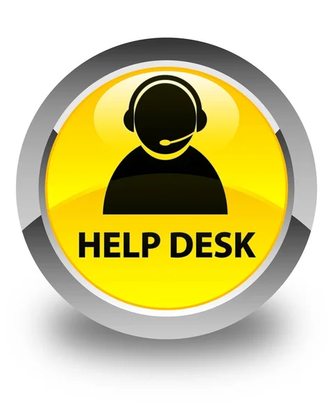 Βοήθεια γραφείο (εικονίδιο φροντίδα πελατών) γυαλιστερό κίτρινο στρογγυλό κουμπί — Φωτογραφία Αρχείου