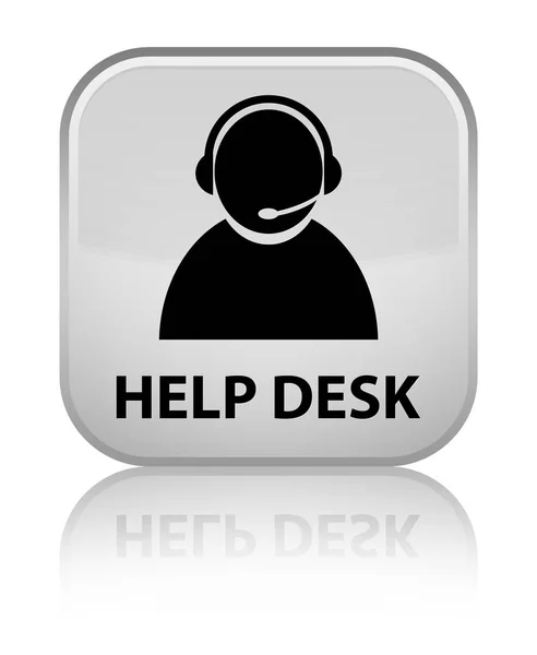 Escritorio de ayuda (icono de atención al cliente) botón cuadrado blanco especial — Foto de Stock