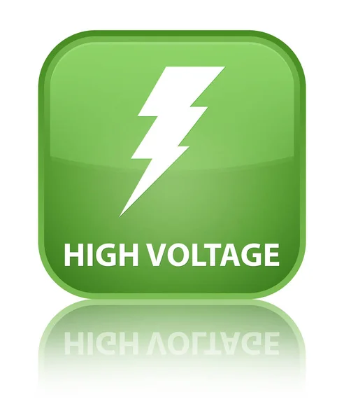 Hochspannung (Elektrizitätssymbol) spezielle weiche grüne quadratische Taste — Stockfoto