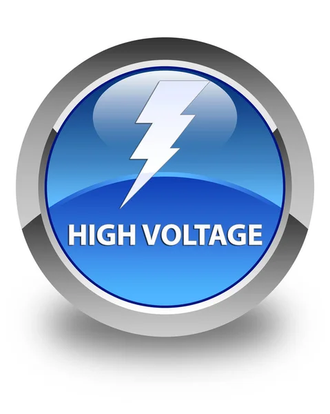 Hoogspanning (elektriciteit pictogram) glanzende blauwe ronde knop — Stockfoto