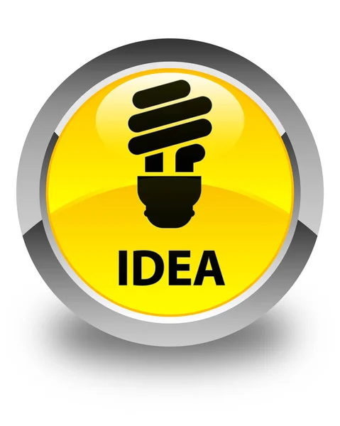 Idea (icona della lampadina) pulsante rotondo giallo lucido — Foto Stock