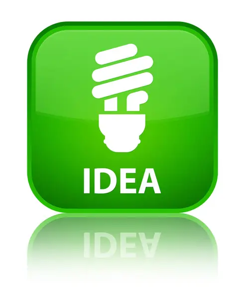 Idea (icona lampadina) speciale pulsante quadrato verde — Foto Stock