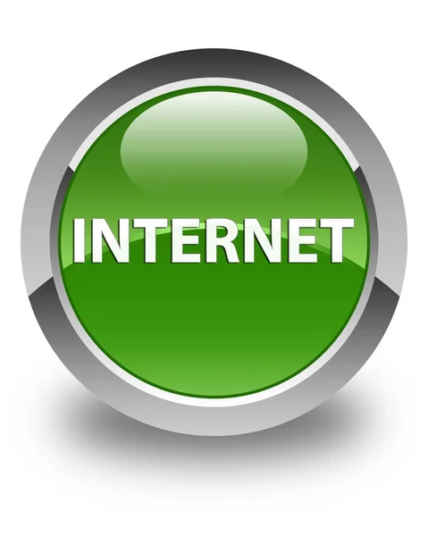 Internet γυαλιστερό πράσινο μαλακό στρογγυλό κουμπί — Φωτογραφία Αρχείου
