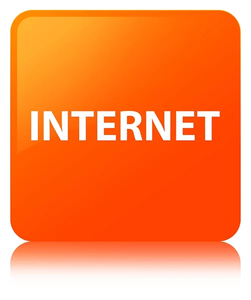 Internet bouton carré orange — Photo