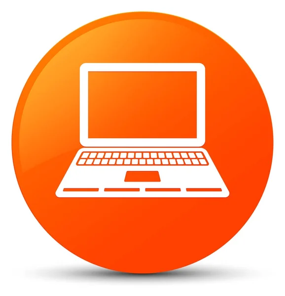 Laptop ícone laranja botão redondo — Fotografia de Stock