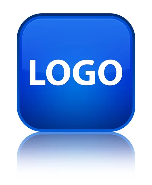 ロゴ特別青い正方形ボタン — ストック写真