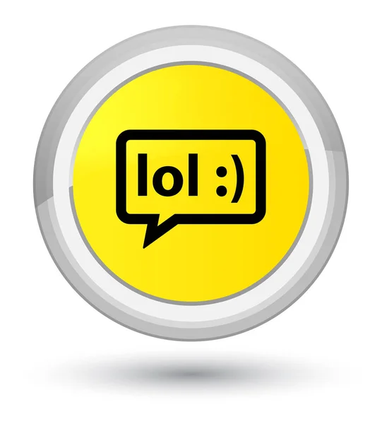 Lol bublina ikonu hlavní žluté kulaté tlačítko — Stock fotografie