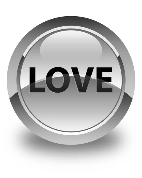 Love glossy white round button — Stock Photo, Image